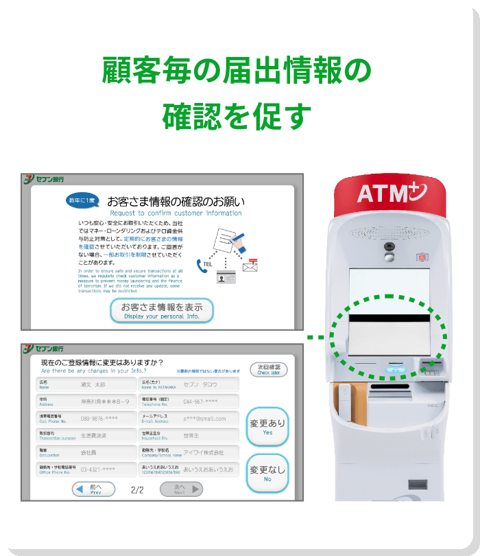 顧客毎の届出情報の確認を促す