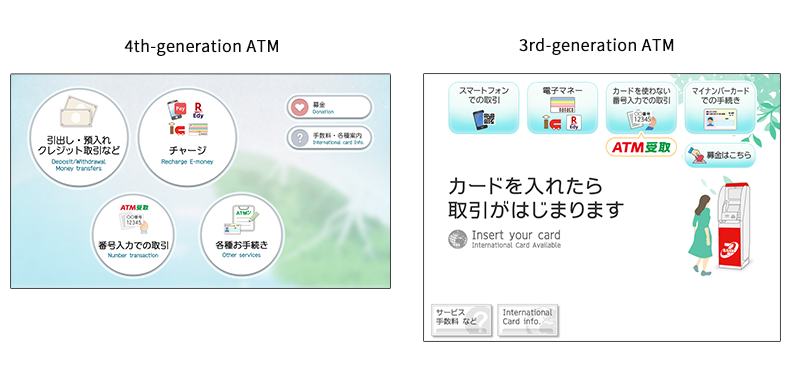 Insert your cash card without tapping any button displayed on the screen below.