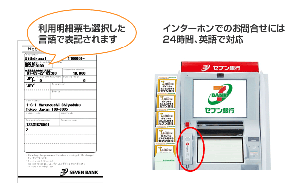 利用明細票も選択した言語で表記されます インターホンでのお問合せには24時間、英語で対応